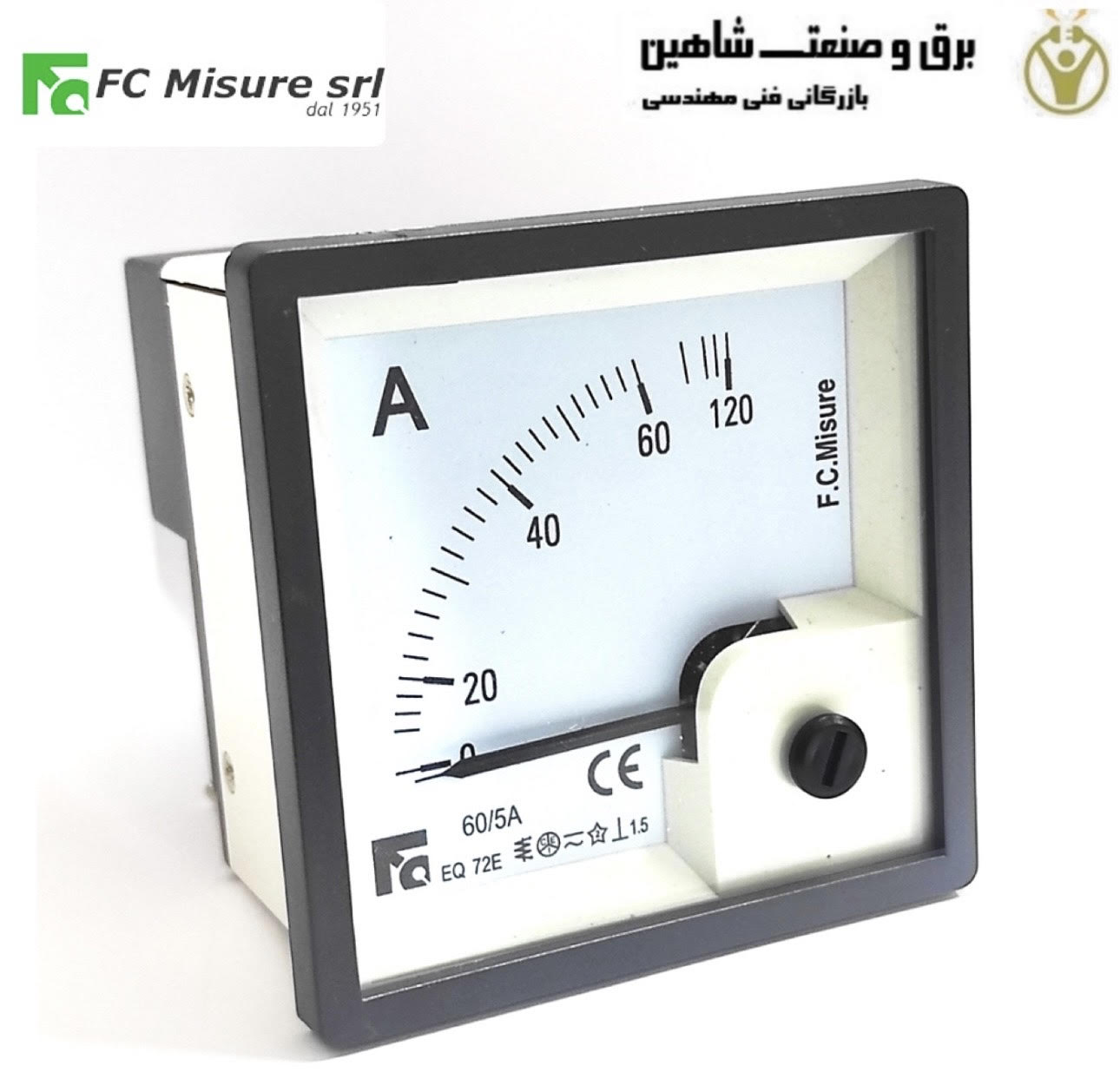 آمپرمتر ای سی 90 درجه rael-fc misure-unidata مدل EQ72E_A راِل-یونی دیتا و میژور ایتالیا سایز 72 در 72