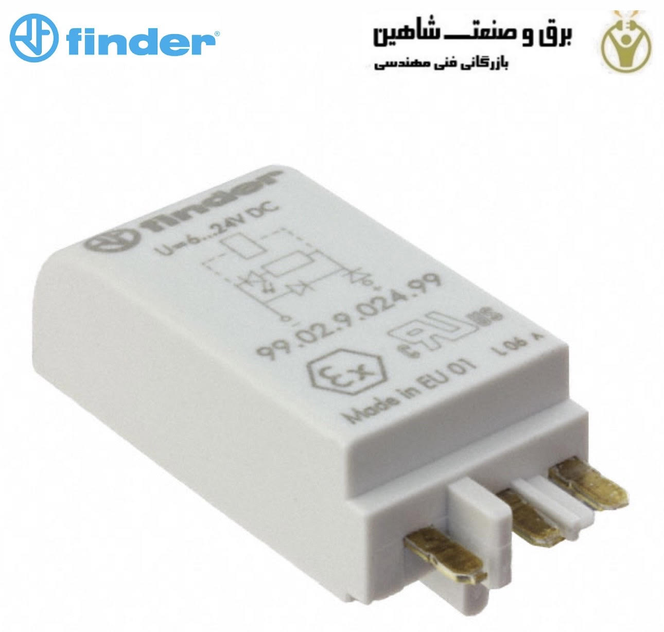 نشانگر سیم پیچ و ماژول سرکوب EMC برند FINDER مدل 99.02.9.024.99 فیندر