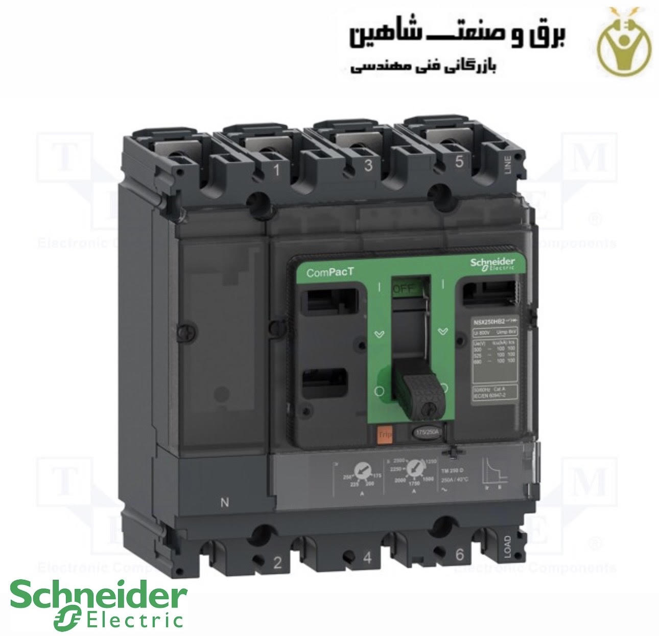 مدارشکن/کلید کامپکت سری NSX100F برند Schneider مدل C10F6TM025 اشنایدر
