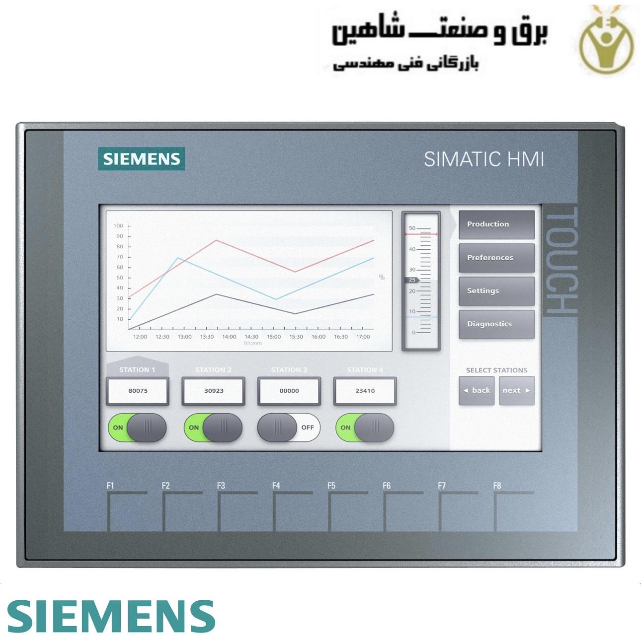 نمایشگر صفحه HMI برند SIEMENS مدل 6AV2123-2GB03-0AX0 زیمنس