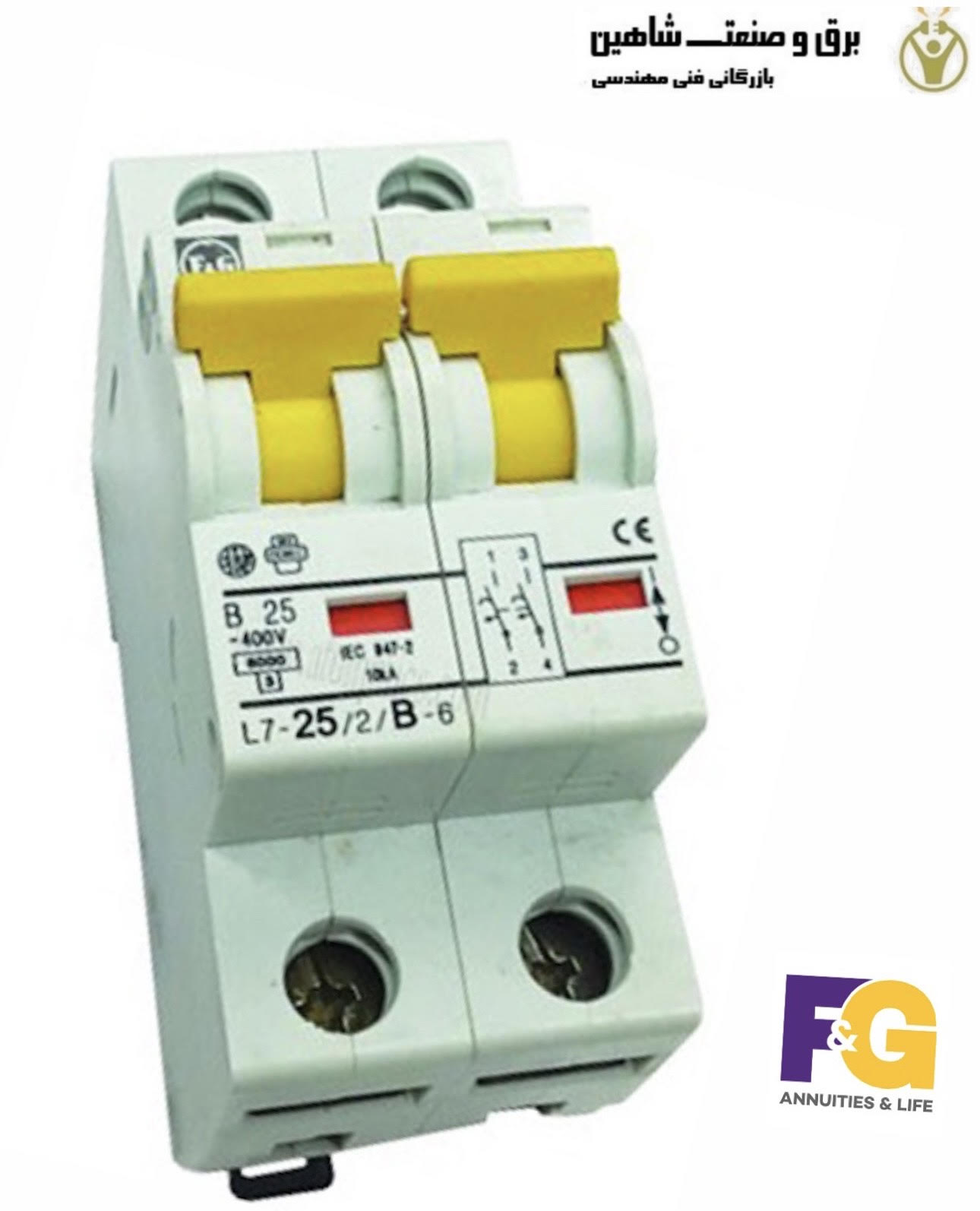کلید قطع کننده مدار مینیاتوری F&G مدل PLSM/L7 /20/2/C اف اند جی
