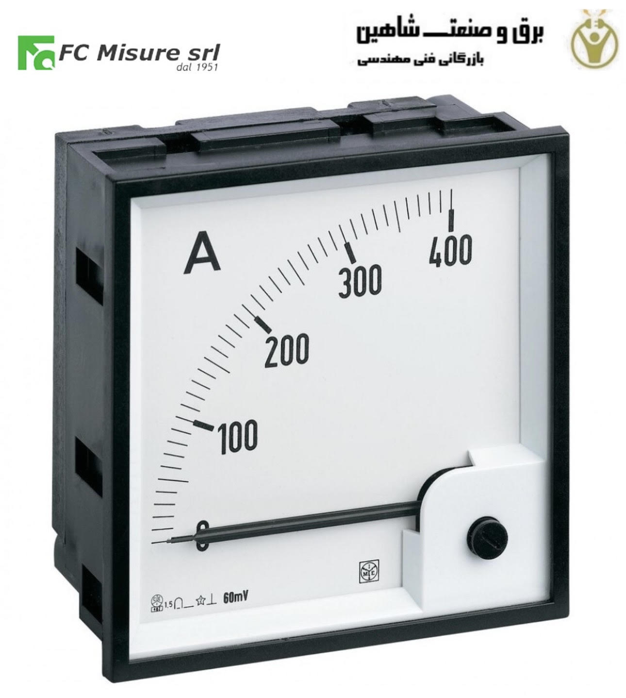 آمپرمتر و ولتمتر دی سی 90 درجه سایز 48 در 48 برند rael-fc misure-unidata مدل MQ48E راِل-یونی دیتا و میژور ایتالیا