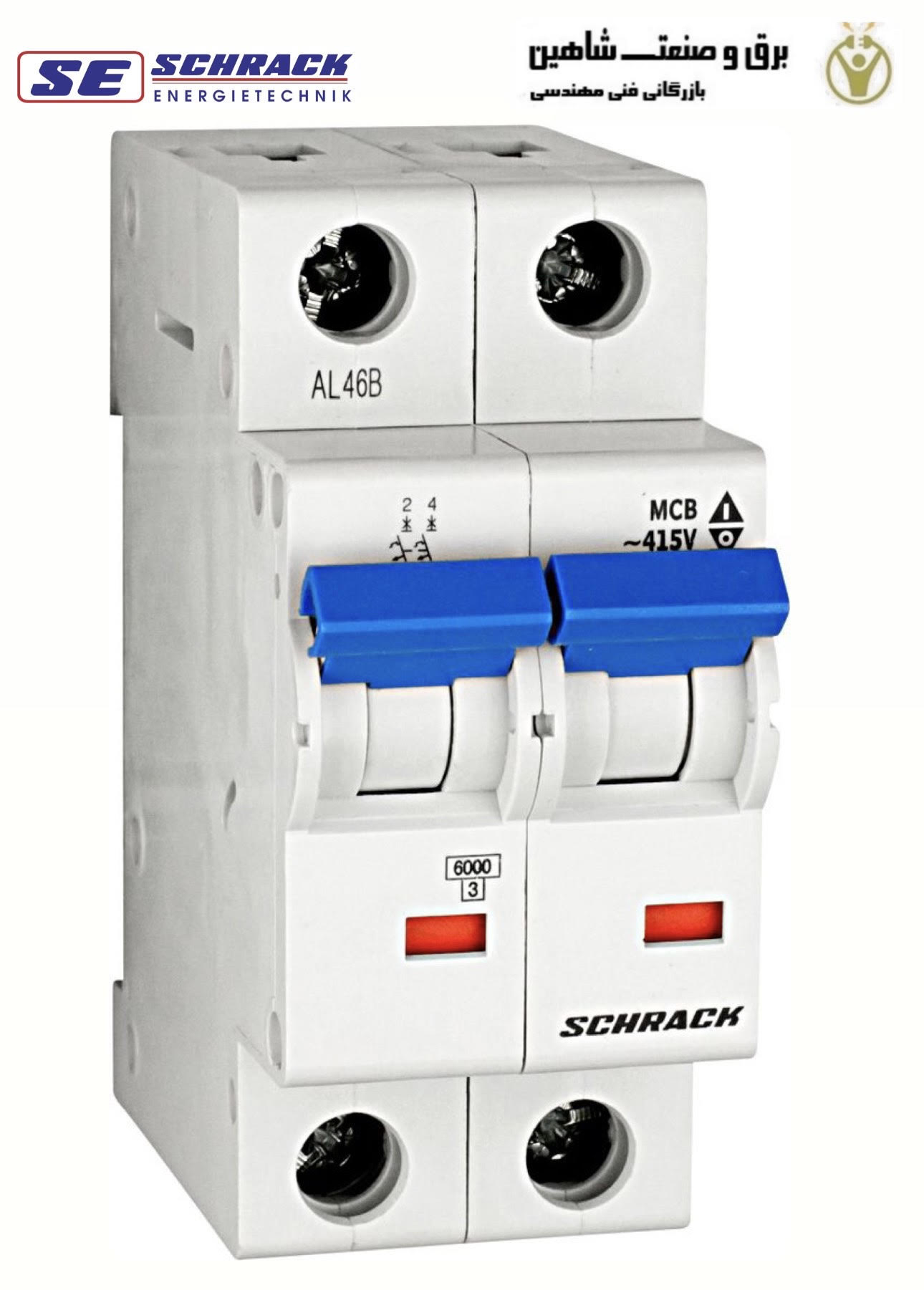 کلید مینیاتوری 2پل 63آمپری Schrack مدل BM617263ME شراک