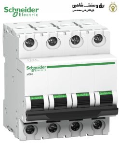 کلید مینیاتوری 4پل 20آمپر Schneider مدل A9N4P20B اشنایدر برابر با A9D97420 و A9F03420