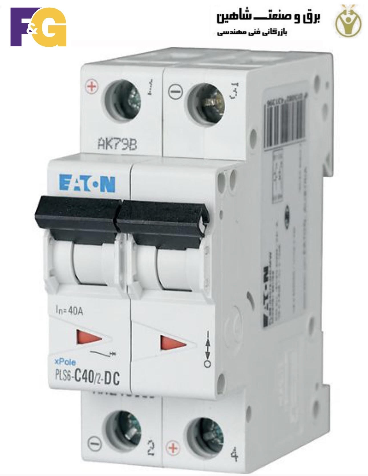 کلید مینیاتوری 2پل 40آمپر F&G مدل PLS6-40/2/C-DC معادل 243139 eaton