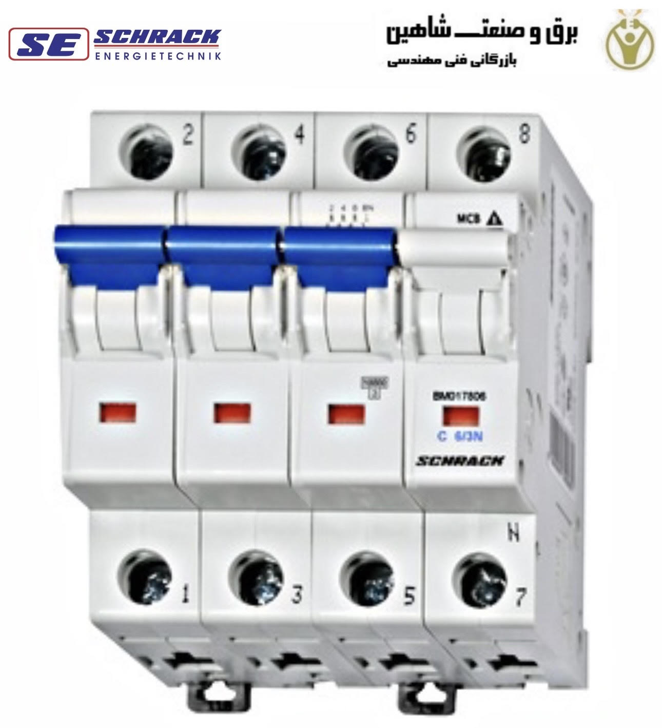 کلید مینیاتوری 3Pole+N و 6آمپری Schrack مدل BM017806 شراک
