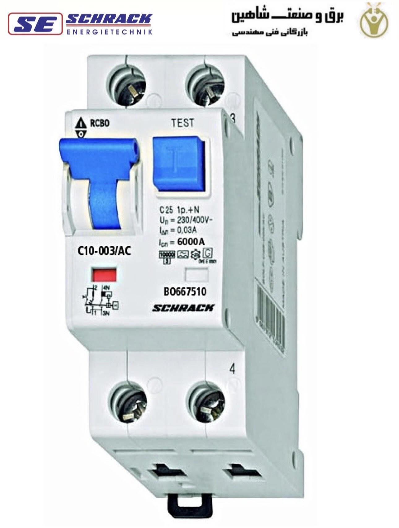 کلید محافظ جان Schrack مدل BO667506 شراک (RCBO)