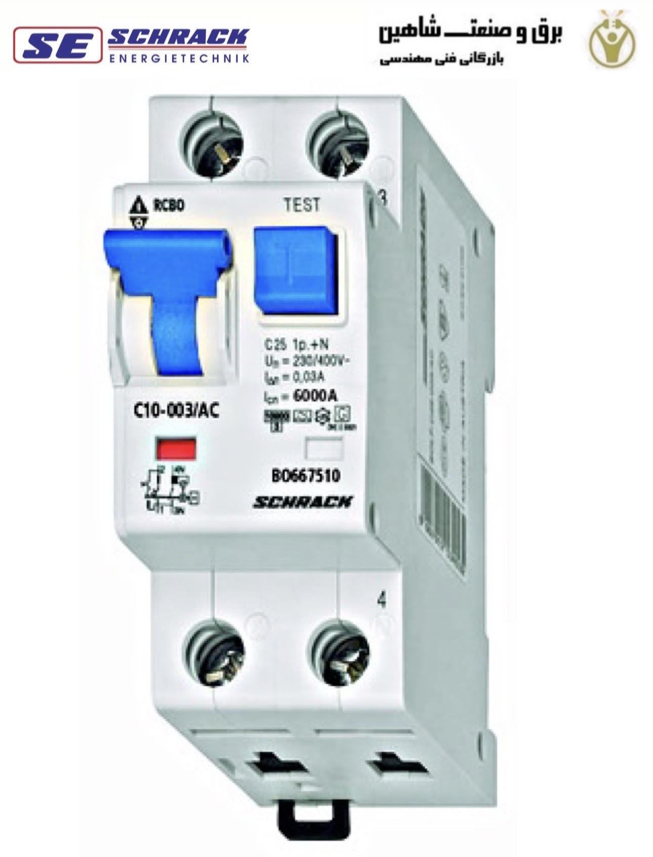 کلید محافظ جان Schrack مدل BO668506 شراک (RCBO)