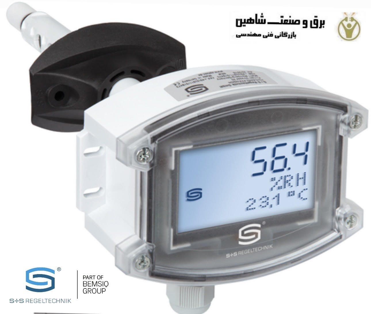 سنسور رطوبت و دمای کانالی s+s regeltechnik-spluss مدل kftf-20-i tyr-2 lcd