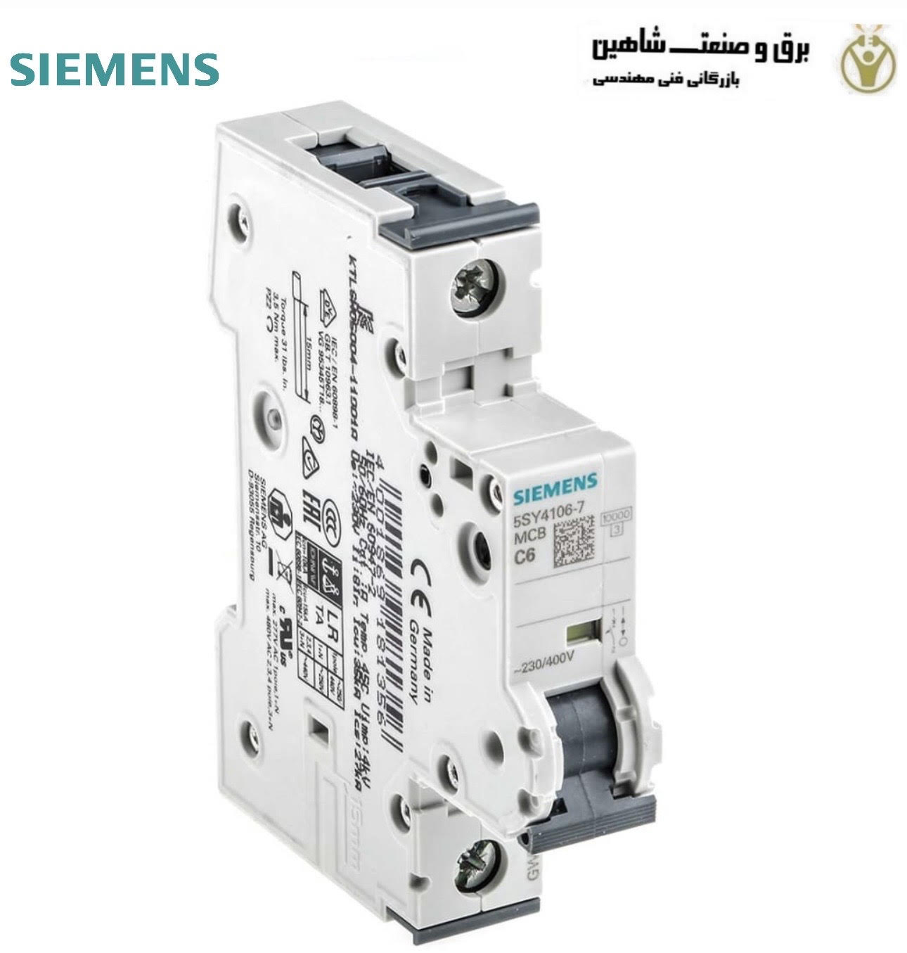 کلید مینیاتوری 10 کیلو آمپر زیمنس SIEMENS مدل 5SY4106-7