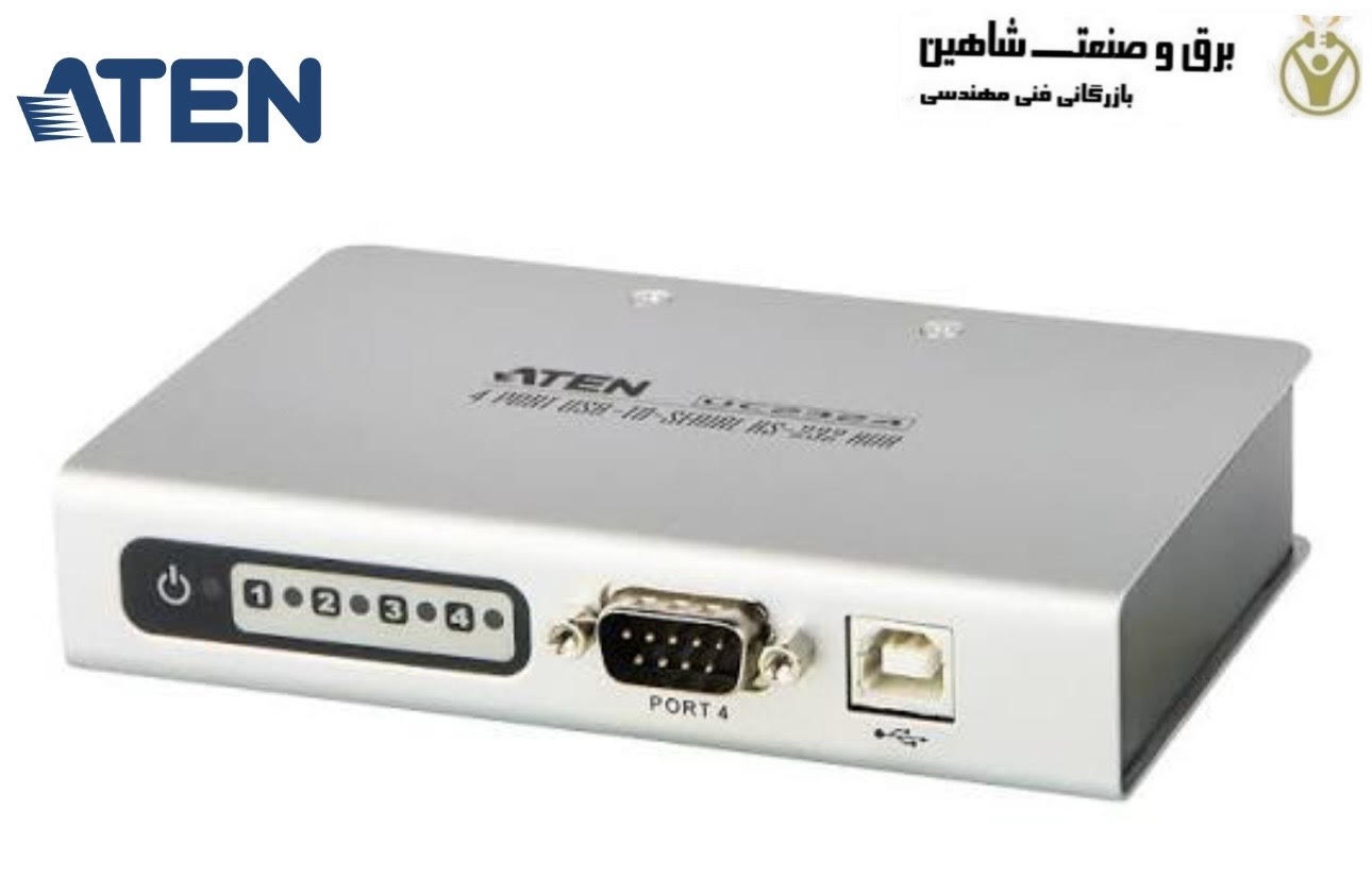 مبدل هاب 4 پورت USB to RS-232 آتن aten مدل UC2324 ( سریال موگزا مدل UPort 1450 USB به 4 پورت RS-232/422/485)