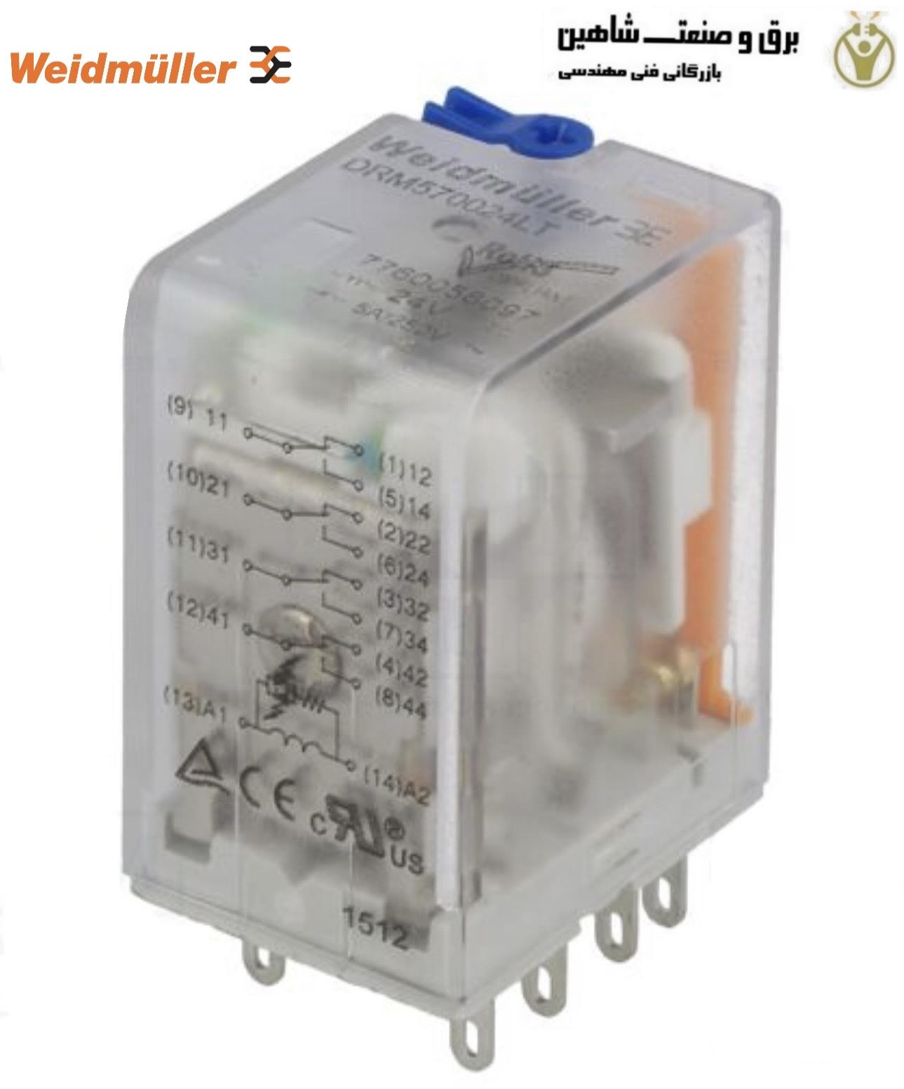 رله وایدمولر Weidmuller آلمان 4 کنتاکت 24VDC ولت مدل DRM570024LT کد 7760056097