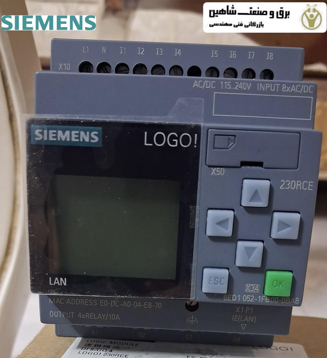 پی ال سی PLC زیمنس LOGO! 230RCE لوگو 8 مدل 6ED1052-1FB00-0BA8