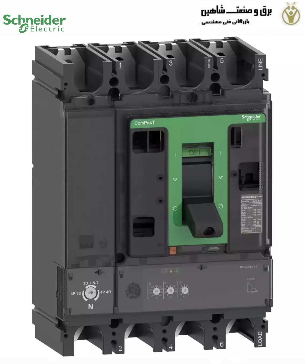 کلید اتوماتیک 63 آمپر اشنایدر Schneider C106TM063